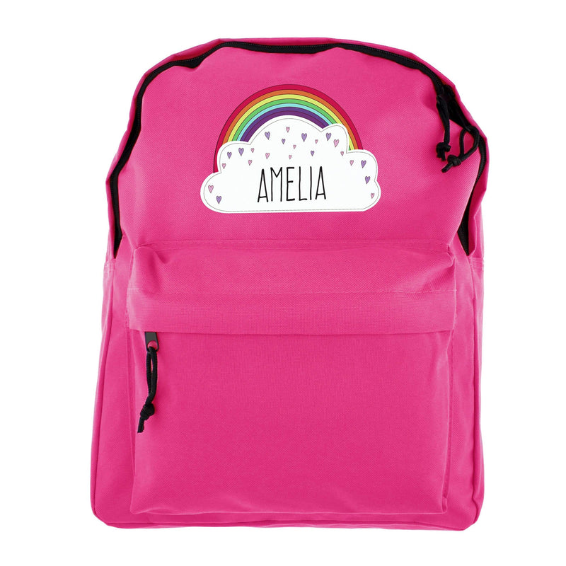 Personalised Memento Textiles Personalised Rainbow Pink Backpack