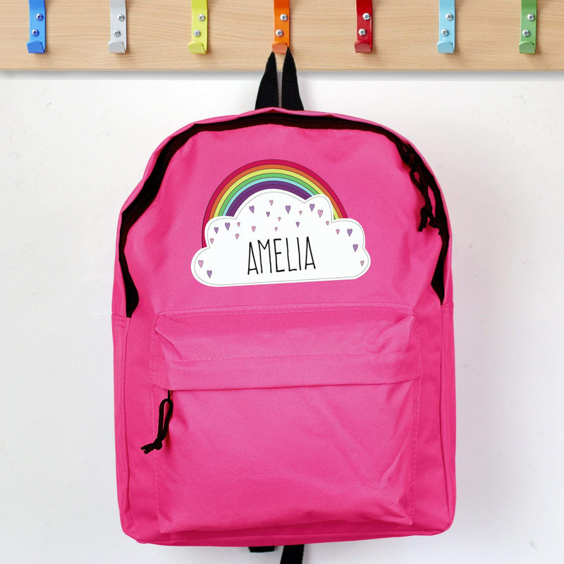 Personalised Memento Textiles Personalised Rainbow Pink Backpack