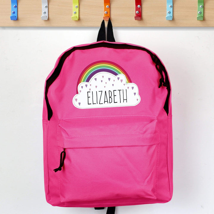 Personalised Memento Textiles Personalised Rainbow Pink Backpack