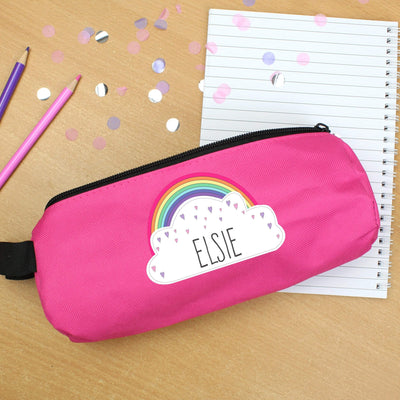 Personalised Memento Stationery & Pens Personalised Rainbow Pink Pencil Case