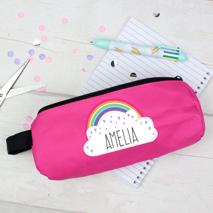 Personalised Memento Stationery &amp; Pens Personalised Rainbow Pink Pencil Case
