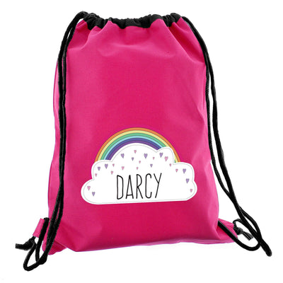 Personalised Memento Textiles Personalised Rainbow Pink Swim & Kit Bag