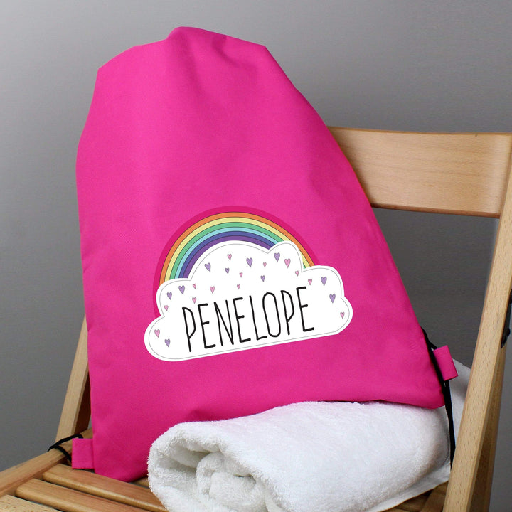 Personalised Memento Textiles Personalised Rainbow Pink Swim &amp; Kit Bag