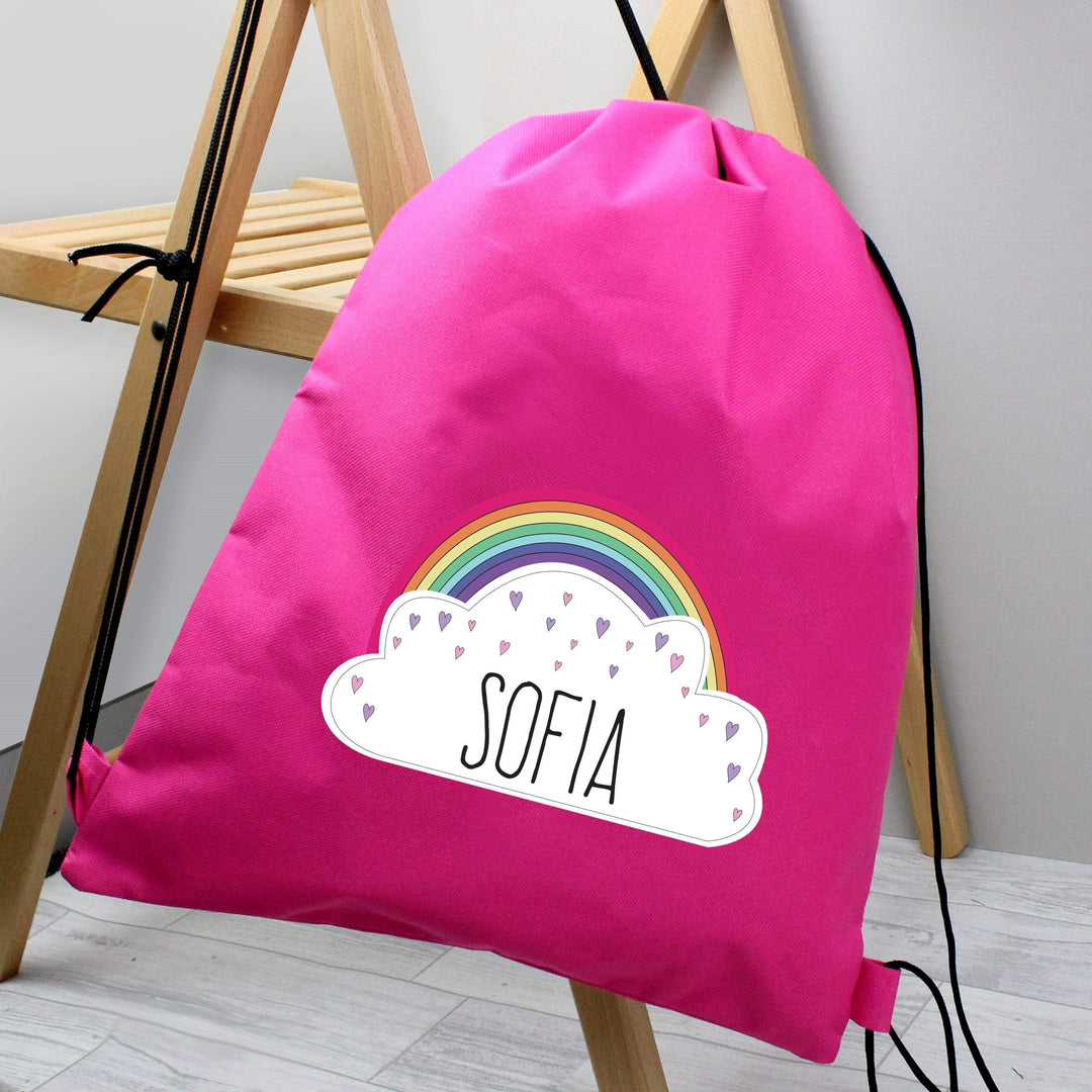 Personalised Memento Textiles Personalised Rainbow Pink Swim &amp; Kit Bag