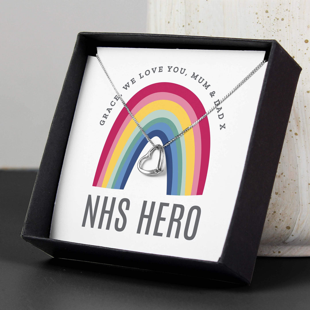 Personalised Memento Jewellery Personalised Rainbow Sentiment Silver Tone Necklace and Box