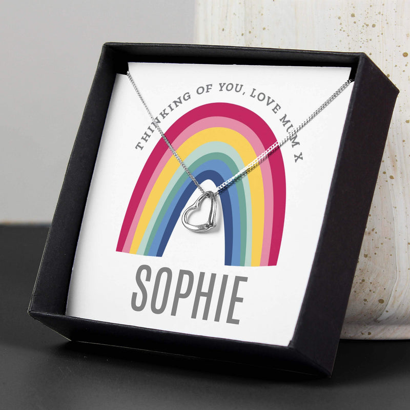 Personalised Memento Jewellery Personalised Rainbow Sentiment Silver Tone Necklace and Box