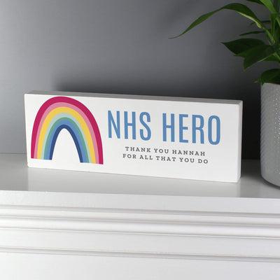 Personalised Memento Wooden Personalised Rainbow Wooden Block Sign