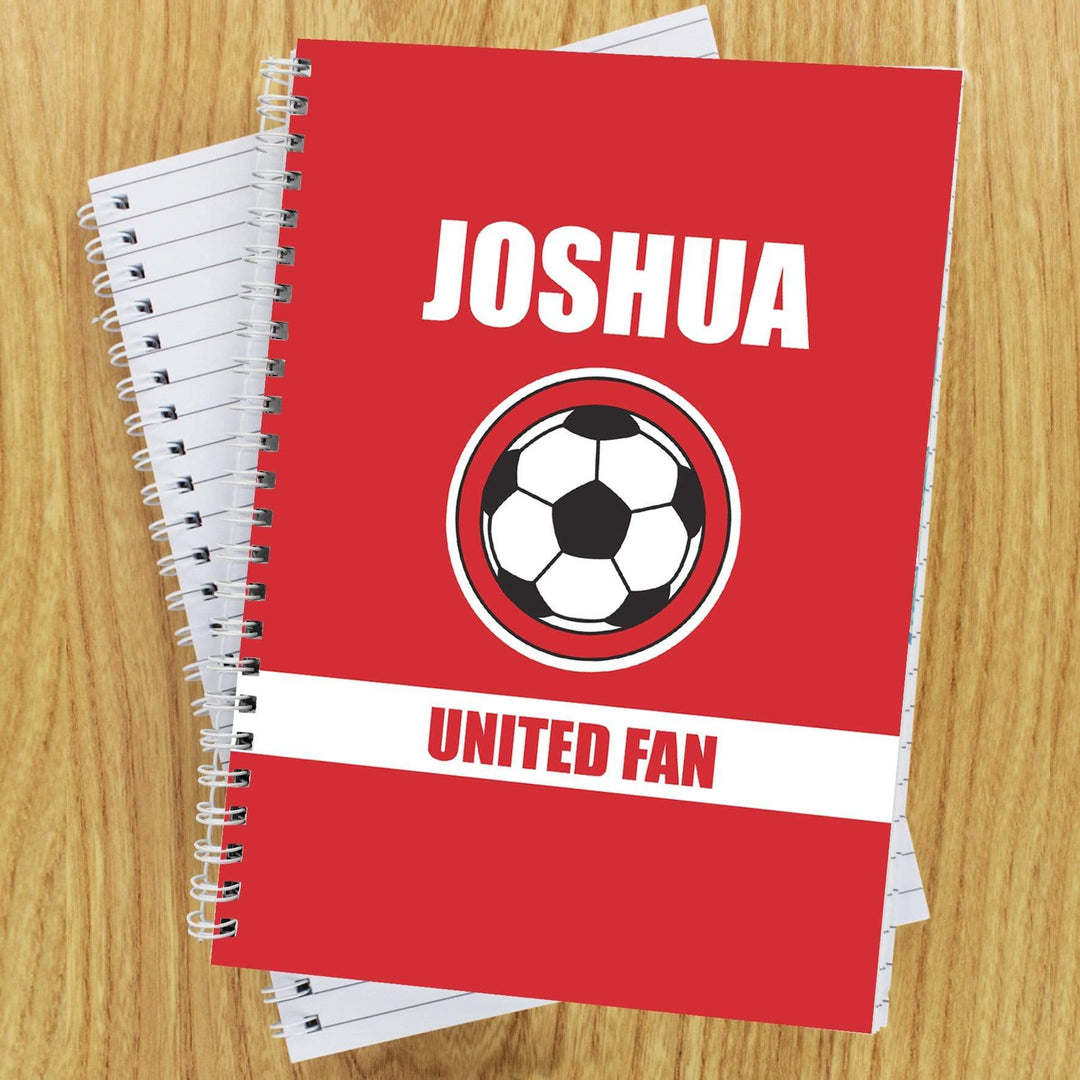 Personalised Memento Stationery &amp; Pens Personalised Red Football Fan A5 Notebook
