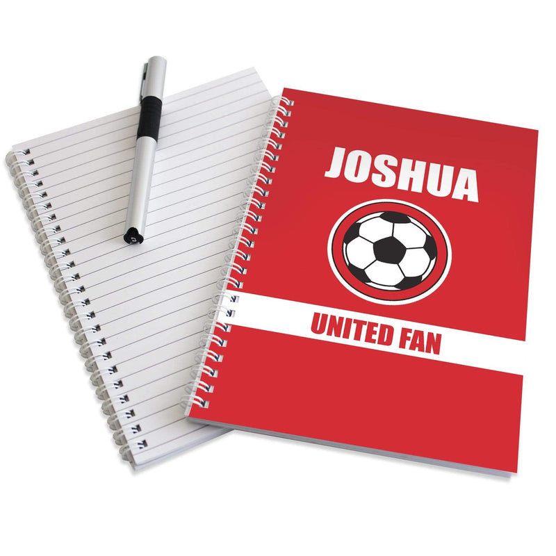 Personalised Memento Stationery & Pens Personalised Red Football Fan A5 Notebook