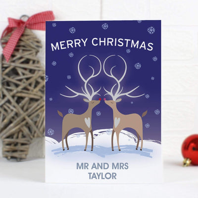 Personalised Memento Greetings Cards Personalised Reindeer Couple Card
