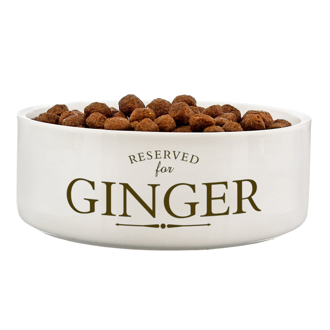 Personalised Memento Pet Gifts Personalised Reserved For 14cm Medium White Pet Bowl