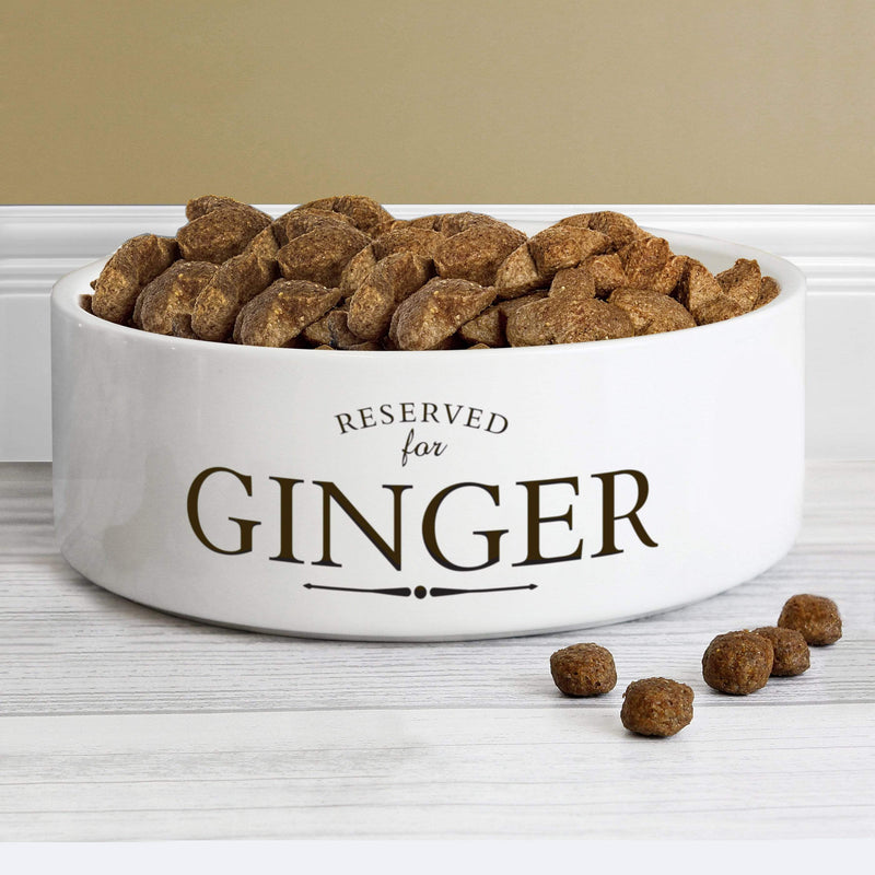 Personalised Memento Pet Gifts Personalised Reserved For 14cm Medium White Pet Bowl