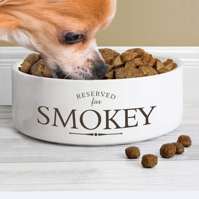 Personalised Memento Pet Gifts Personalised Reserved For 14cm Medium White Pet Bowl