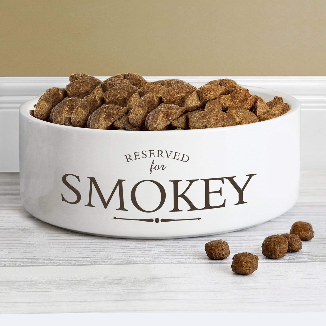 Personalised Memento Pet Gifts Personalised Reserved For 14cm Medium White Pet Bowl
