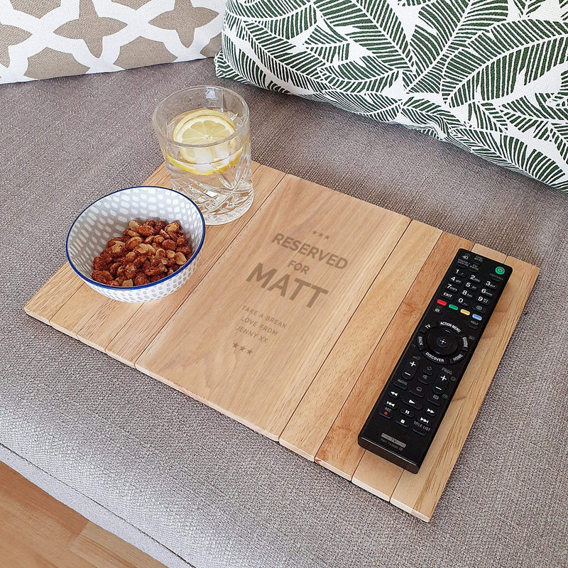 Personalised Memento Wooden Personalised Reserved For Wooden Sofa Tray