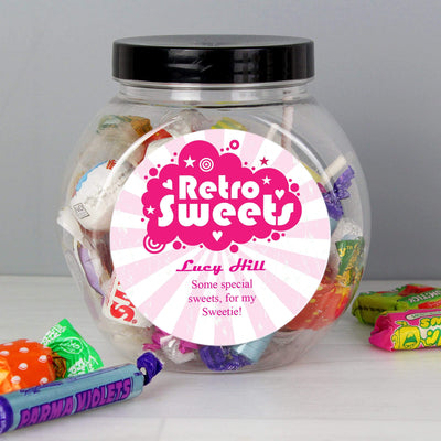Personalised Memento Food & Drink Personalised Retro Pink Sweet Jar