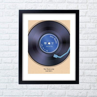 Personalised Memento Framed Prints & Canvases Personalised Retro Vinyl Black Framed Print