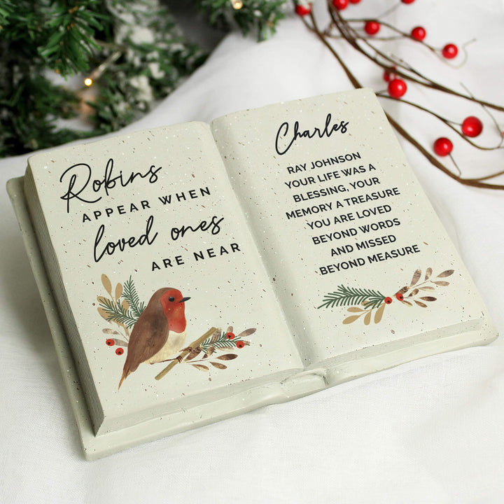 Personalised Memento Personalised Robin Motif Graveside Memorial Book