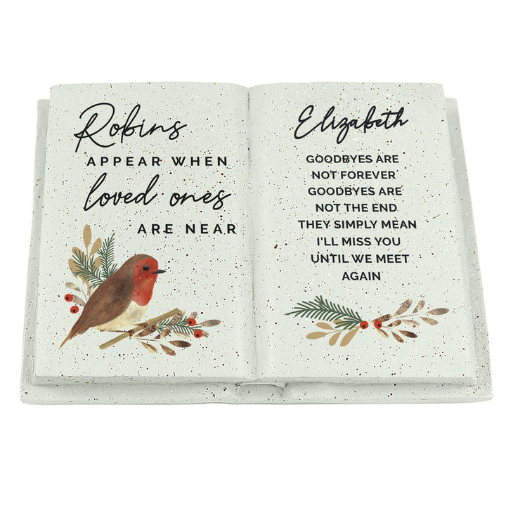 Personalised Memento Personalised Robin Motif Graveside Memorial Book