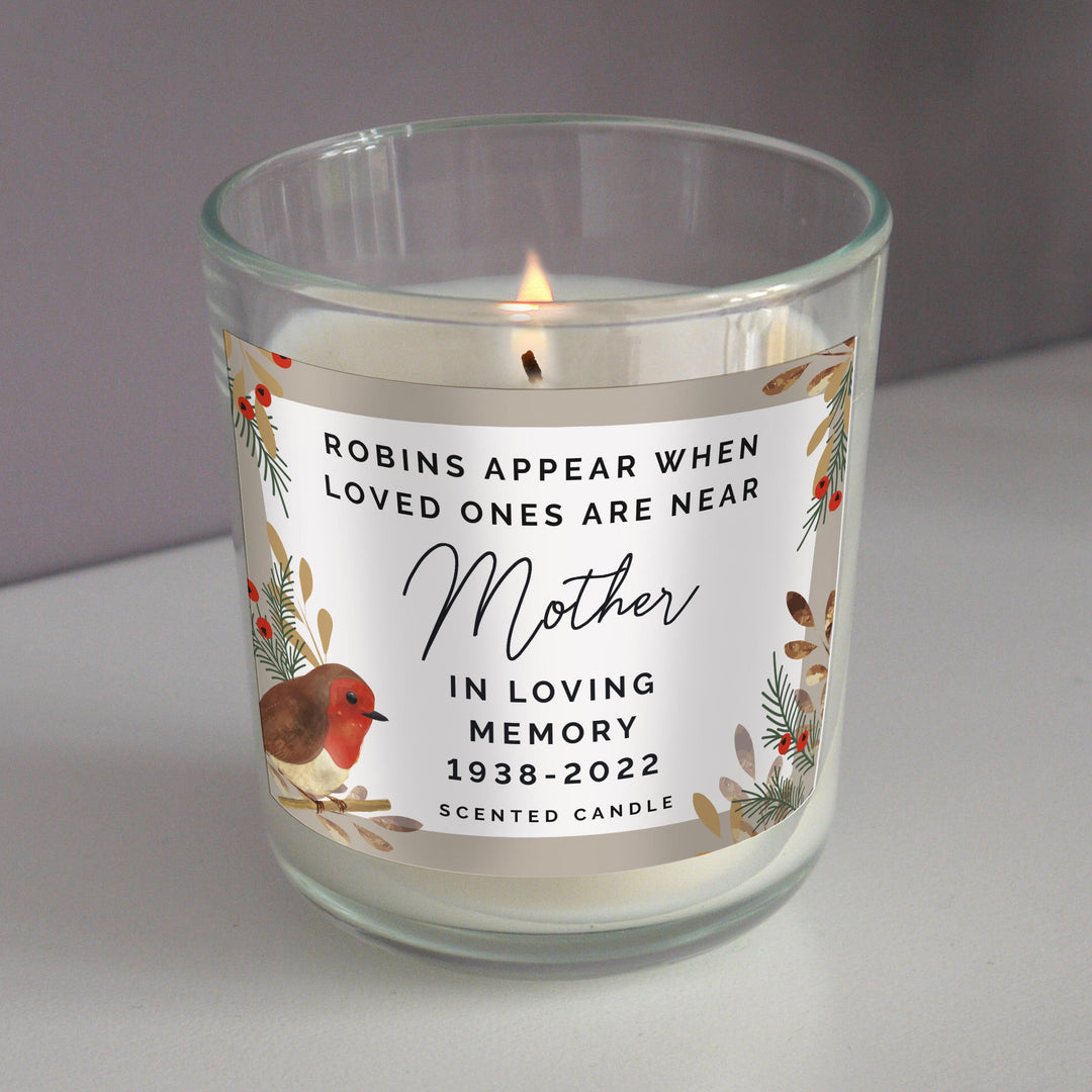 Personalised Memento Personalised Robins Memorial Candle Jar