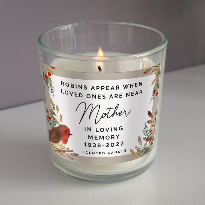 Personalised Memento Personalised Robins Memorial Candle Jar