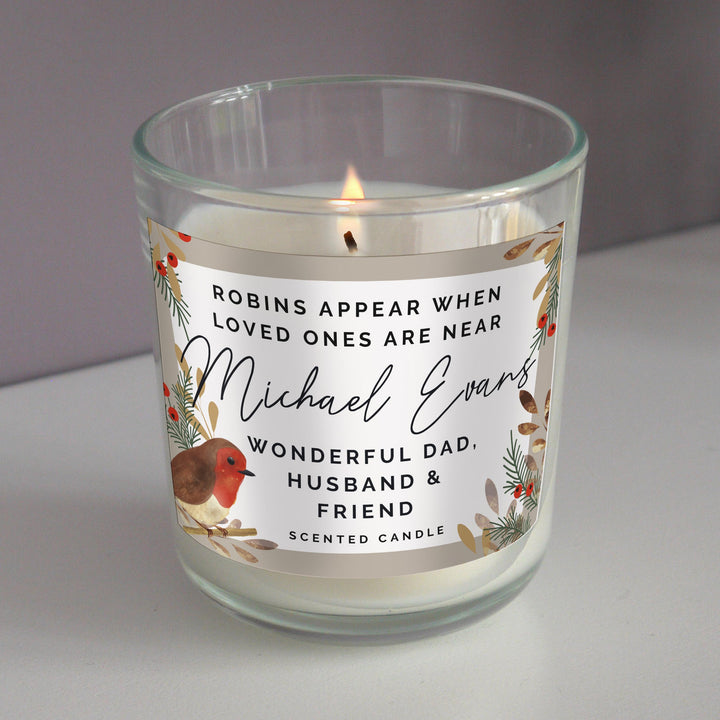Personalised Memento Personalised Robins Memorial Candle Jar
