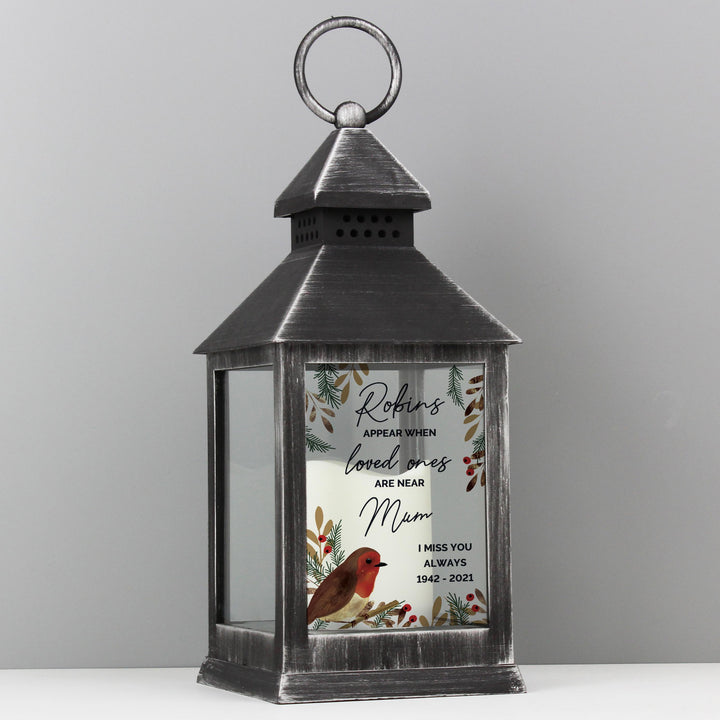 Personalised Memento Personalised Robins Motif Black Lantern
