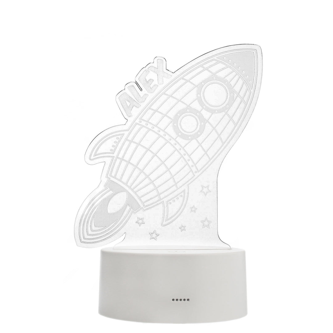 Personalised Memento LED Lights, Candles &amp; Decorations Personalised Rocket LED Colour Changing Wireframe Night Light