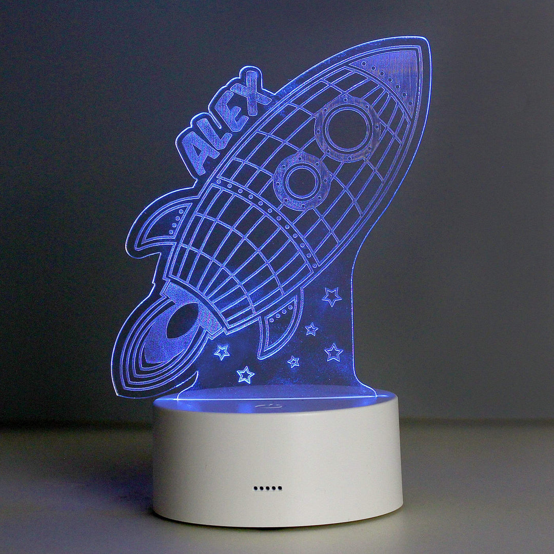 Personalised Memento LED Lights, Candles &amp; Decorations Personalised Rocket LED Colour Changing Wireframe Night Light