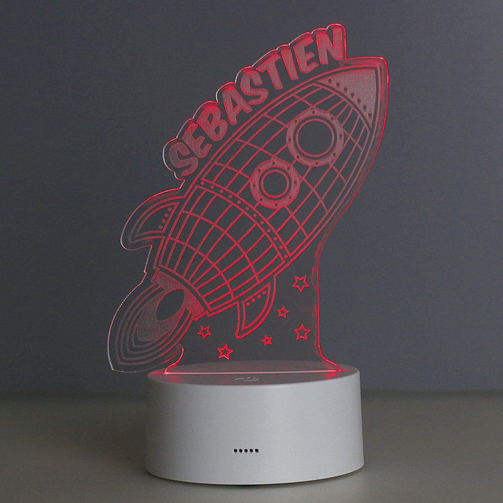 Personalised Memento LED Lights, Candles &amp; Decorations Personalised Rocket LED Colour Changing Wireframe Night Light