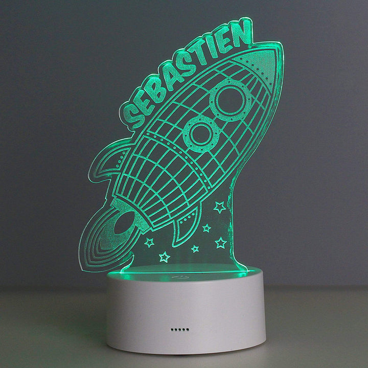 Personalised Memento LED Lights, Candles &amp; Decorations Personalised Rocket LED Colour Changing Wireframe Night Light