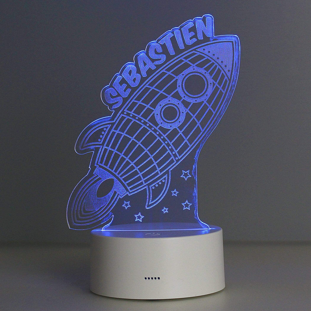 Personalised Memento LED Lights, Candles &amp; Decorations Personalised Rocket LED Colour Changing Wireframe Night Light