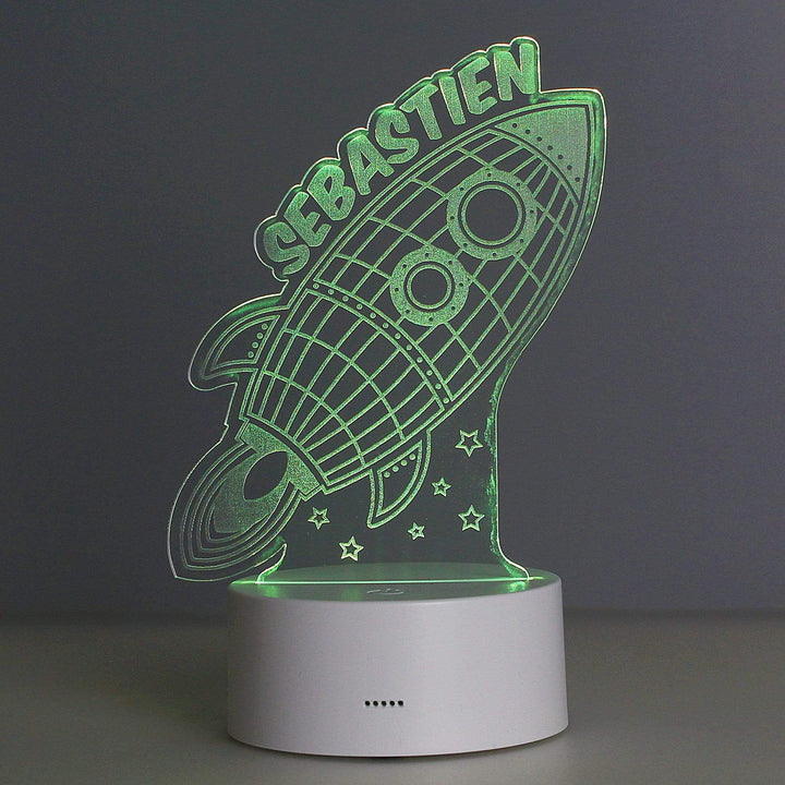 Personalised Memento LED Lights, Candles &amp; Decorations Personalised Rocket LED Colour Changing Wireframe Night Light