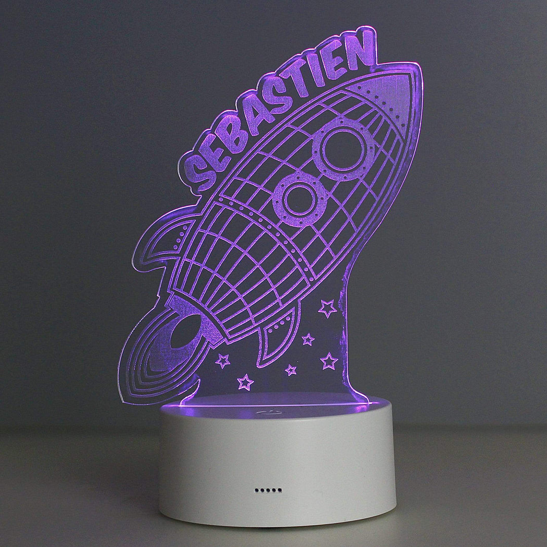 Personalised Memento LED Lights, Candles &amp; Decorations Personalised Rocket LED Colour Changing Wireframe Night Light