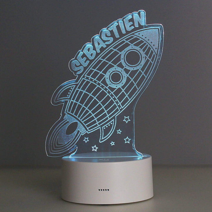 Personalised Memento LED Lights, Candles &amp; Decorations Personalised Rocket LED Colour Changing Wireframe Night Light