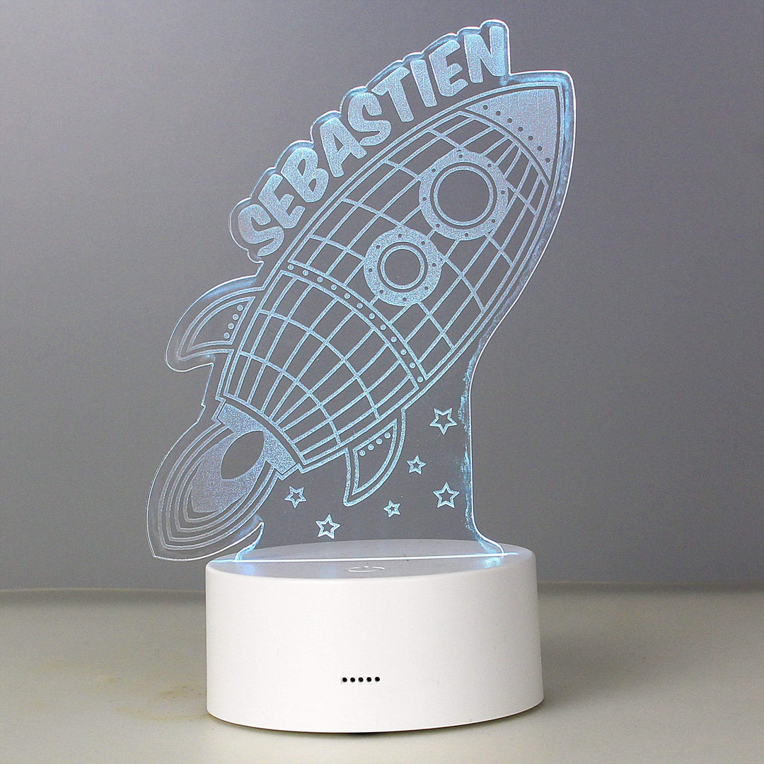 Personalised Memento LED Lights, Candles &amp; Decorations Personalised Rocket LED Colour Changing Wireframe Night Light