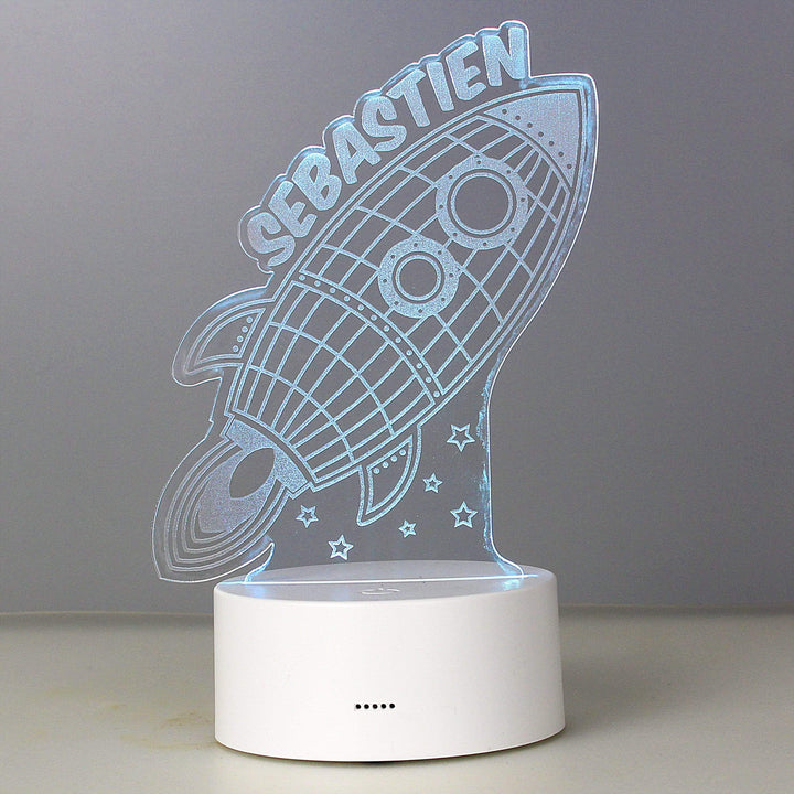 Personalised Memento LED Lights, Candles &amp; Decorations Personalised Rocket LED Colour Changing Wireframe Night Light