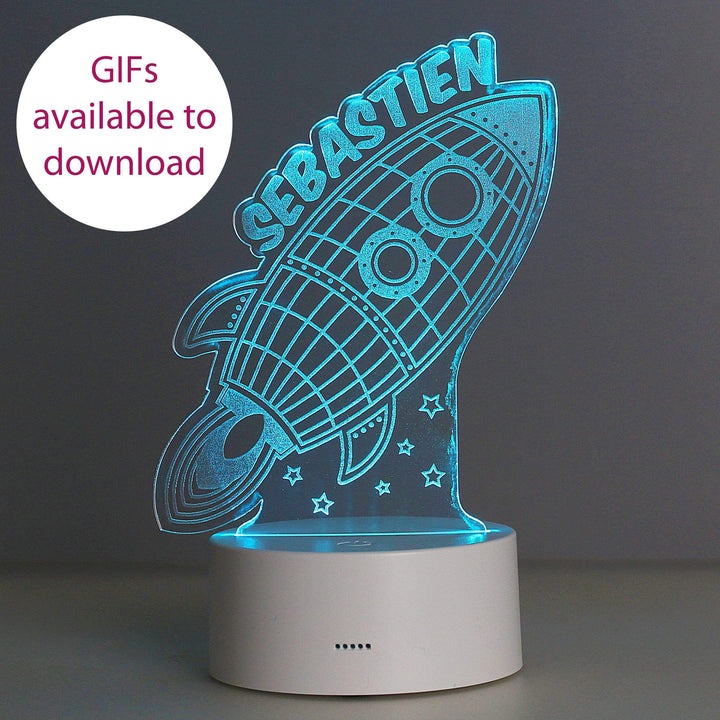 Personalised Memento LED Lights, Candles &amp; Decorations Personalised Rocket LED Colour Changing Wireframe Night Light