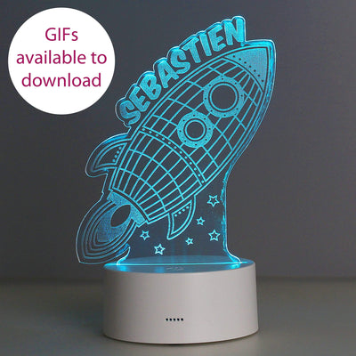 Personalised Memento LED Lights, Candles & Decorations Personalised Rocket LED Colour Changing Wireframe Night Light