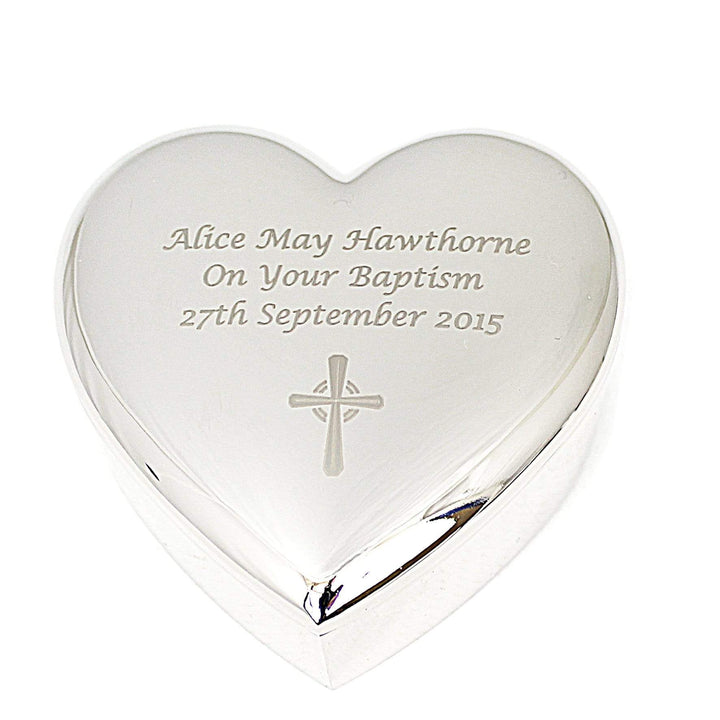 Personalised Memento Trinket, Jewellery &amp; Keepsake Boxes Personalised Rosary Beads and Cross Heart Trinket Box