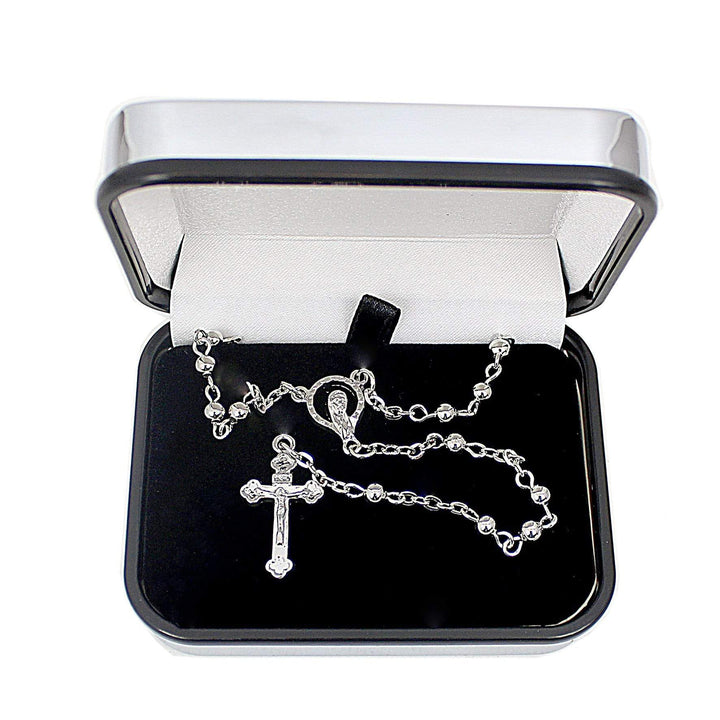 Personalised Memento Trinket, Jewellery &amp; Keepsake Boxes Personalised Rosary Beads and Cross Trinket Box