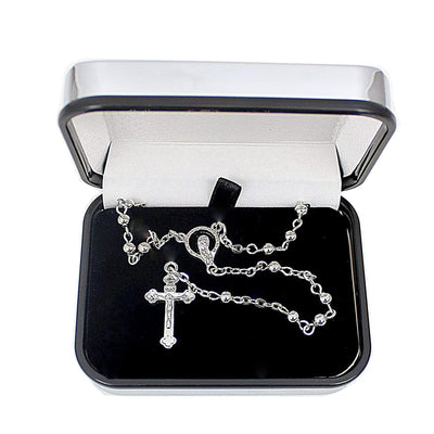 Personalised Memento Trinket, Jewellery & Keepsake Boxes Personalised Rosary Beads and Cross Trinket Box