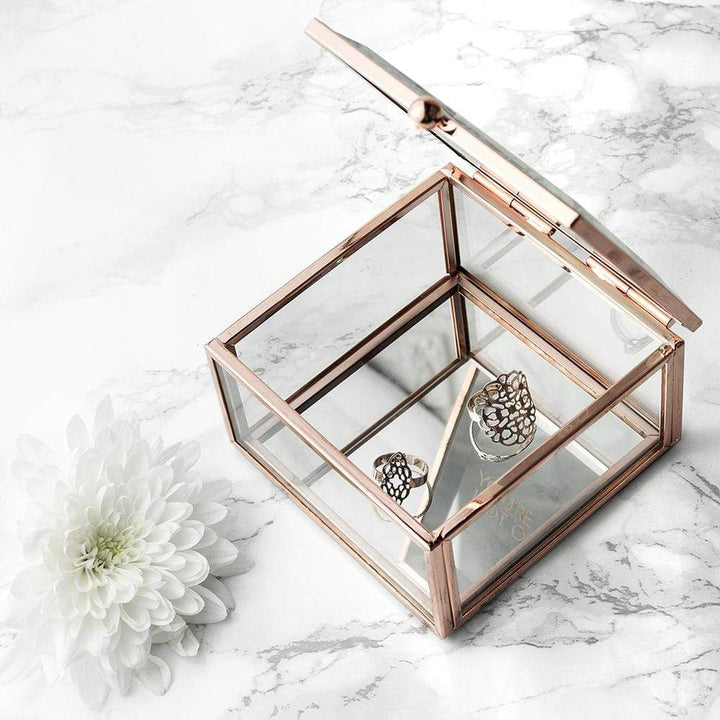 Treat Personalised Rose Gold Glass Trinket Box