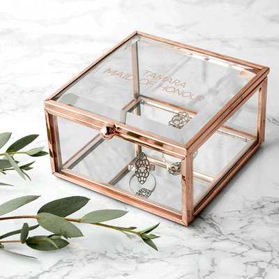 Treat Personalised Rose Gold Glass Trinket Box