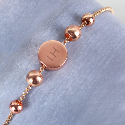 Personalised Memento Jewellery Personalised Rose Gold Tone Initials Disc Bracelet