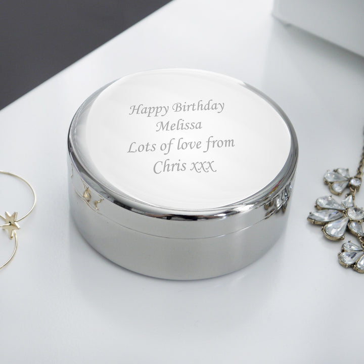 Personalised Memento Personalised Round Trinket Box
