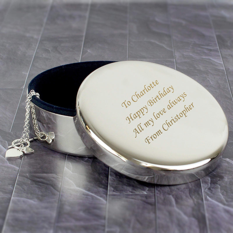 Personalised Memento Personalised Round Trinket Box