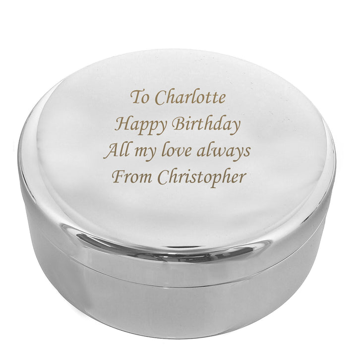 Personalised Memento Personalised Round Trinket Box