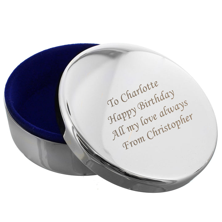 Personalised Memento Personalised Round Trinket Box