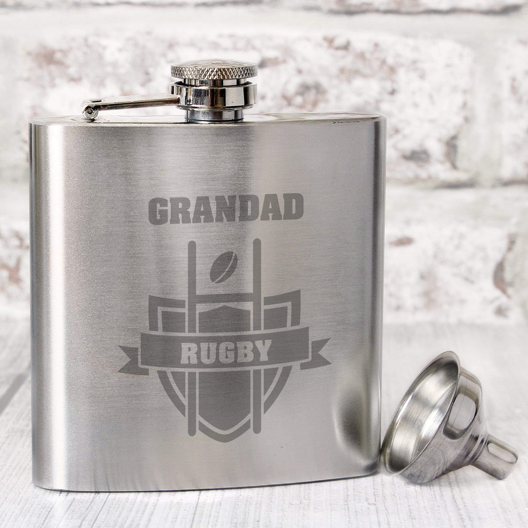 Personalised Memento Glasses &amp; Barware Personalised Rugby Hip Flask